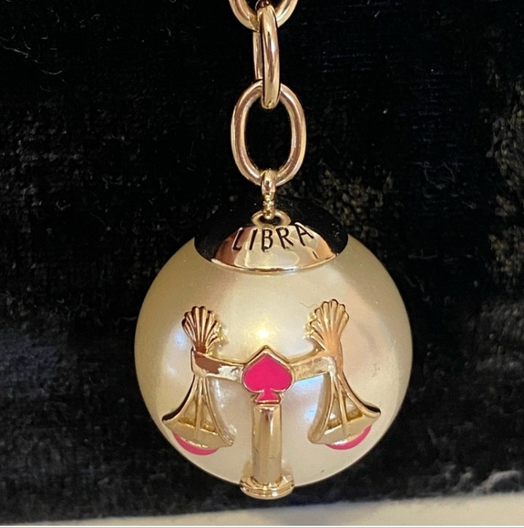 kate spade Jewelry - New Kate Spade Gold and Pink Libra Zodiac Keychain